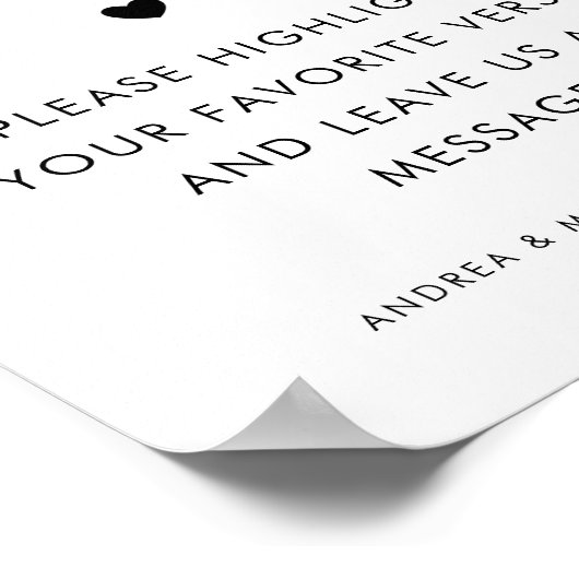 Bijbel Gastenboek Bruid Groom Prayers Trouwbord Poster (Hoek)