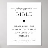 Bijbel Gastenboek Bruid Groom Prayers Trouwbord Poster (Voorkant)