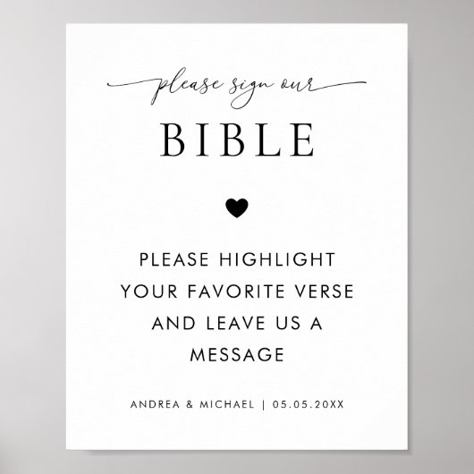 Bijbel Gastenboek Bruid Groom Prayers Trouwbord Poster (Voorkant)