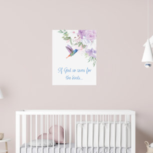 Bijbel geïnspireerd citaat Bloemen Kolibrie Voge Poster