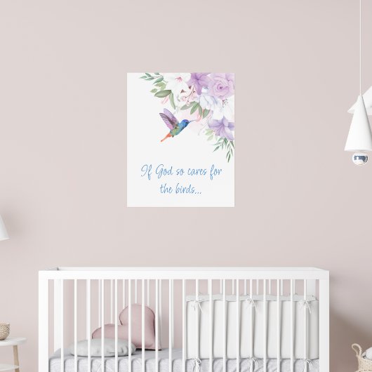 Bijbel geïnspireerd citaat Bloemen Kolibrie Voge Poster (Kinderkamer 2)