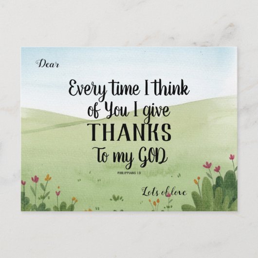 Bijbel Groetkaart Ik Dank God Briefkaart (Voorkant)