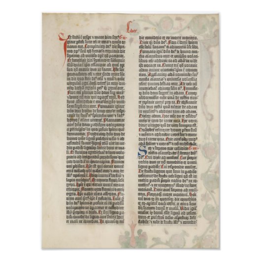 Bijbel Gutenberg pagina 2 Poster (Voorkant)