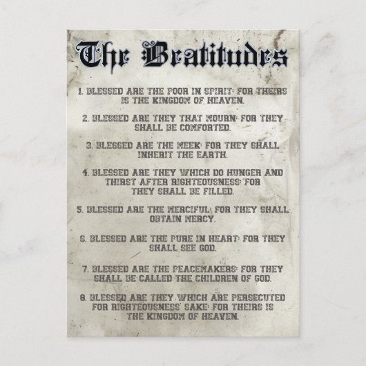 Bijbel Matteüs 5 Zaligsprekingen op de berg Briefkaart (Voorkant)
