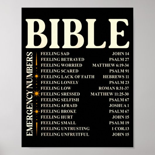 Bijbel Noodnummers - Grappige Christelijke Bijbel Poster (Voorkant)