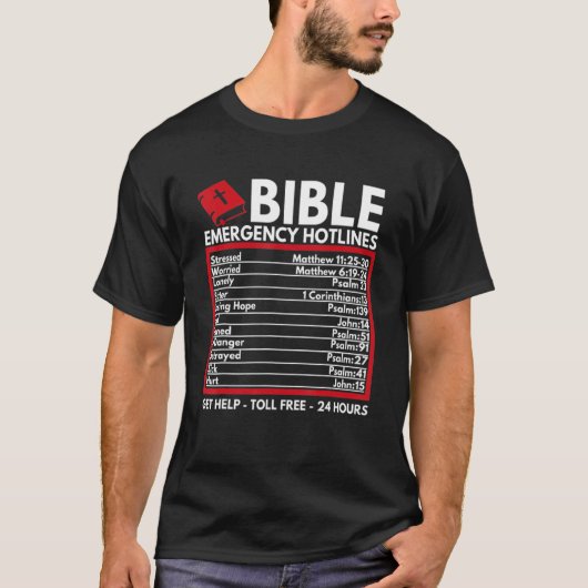 Bijbel Noodnummers Hotline Christelijk Geloof W T-shirt (Voorkant)