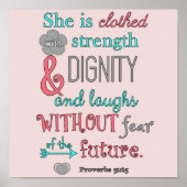 Bijbel, Proverbs 31:25, ze is in sterkte geklokt Poster (Voorkant)