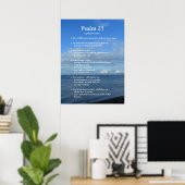 Bijbel Psalm 23 schriftuur verzen. Strand, zee, lu Poster (Thuiskantoor)