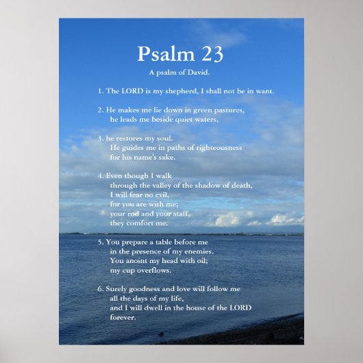 Bijbel Psalm 23 scripture verses. Beach, zee, luch Poster (Voorkant)