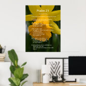 Bijbel Psalm 23 scripture verses. yellow daffodil Poster (Thuiskantoor)