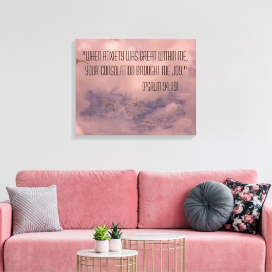 Bijbel Psalm 94:19 Prachtige lucht schilderij Canvas Afdruk (Insitu (Woonkamer))