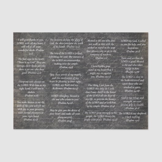 Bijbel Psalm Verzen voor Journals op Antiek Zwart Tissuepapier (Voorkant)