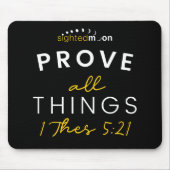 Bijbel Quote Bewijs Alle Dingen Geel Zwart Wit Muismat (Voorkant)