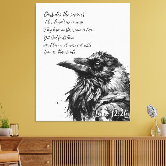 Bijbel Schrift Lukas 12:24 Canvas Afdruk (Insitu (Woonkamer))