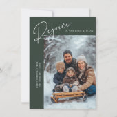 Bijbel Verheugt Religieuze Kerstfoto Groen Feestdagenkaart (Voorkant)