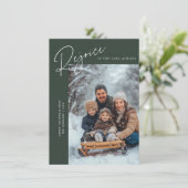 Bijbel Verheugt Religieuze Kerstfoto Groen Feestdagenkaart (Staand voorkant)