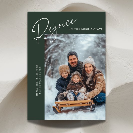 Bijbel Verheugt Religieuze Kerstfoto Groen Feestdagenkaart
