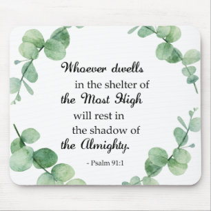 Bijbel vers Psalm 91 Eucalyptus Wreath Christelijk Muismat
