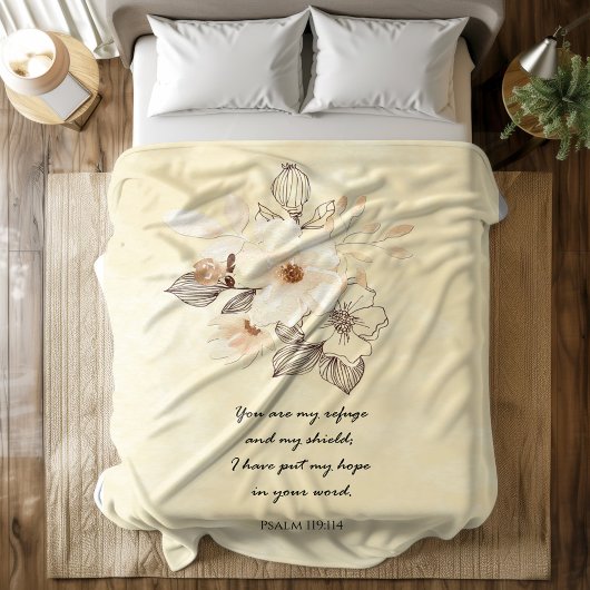 Bijbel vers Psalm Floral Fleece Deken