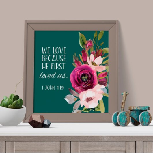 Bijbel vers Psalm Floral Poster
