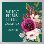 Bijbel vers Psalm Floral Poster (Voorkant)