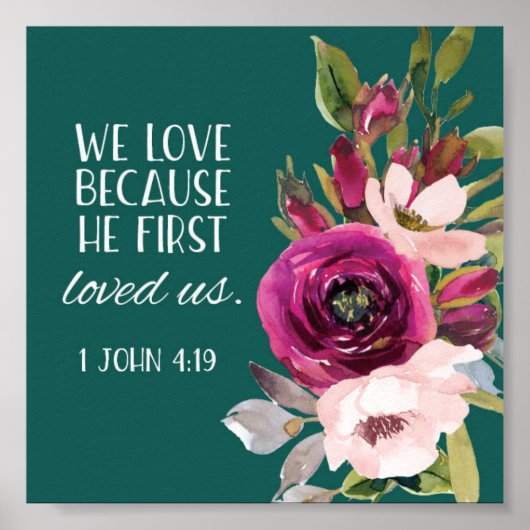 Bijbel vers Psalm Floral Poster (Voorkant)