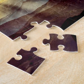 Bijbel verse bij zonsopgang boven bergen legpuzzel (Zijkant)