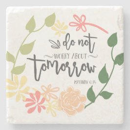 Bijbel Verse Christelijke Floral Wreater Geen zorg Stenen Onderzetter