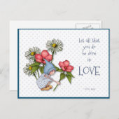 Bijbel Verse doet alles in LOVE, Kind, Bloemen Briefkaart (Voorkant / Achterkant)