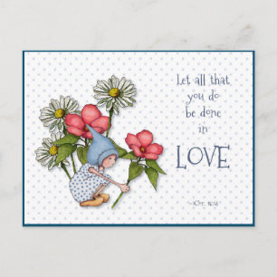Bijbel Verse doet alles in LOVE, Kind, Bloemen Briefkaart