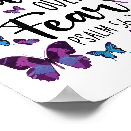 Bijbel Verse Faith Over Fear Psalm 56:3 Butterfly Poster (Hoek)