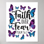 Bijbel Verse Faith Over Fear Psalm 56:3 Butterfly Poster (Voorkant)