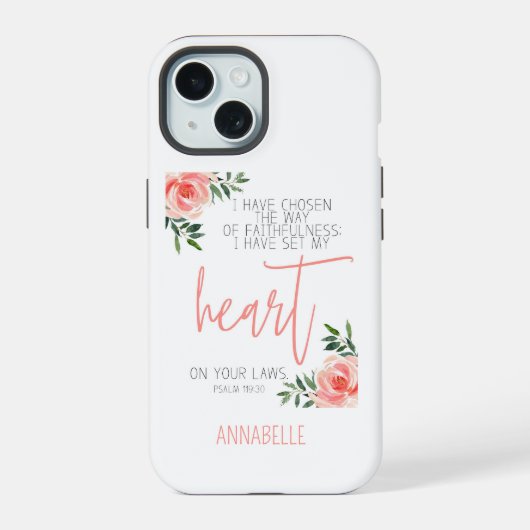 Bijbel Verse Floral iPhone 15 Case (Achterkant)