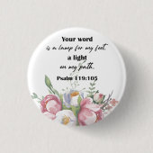 Bijbel Verse Floral Psalm Ronde Button 3,2 Cm (Voorkant)