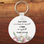 Bijbel Verse Floral Psalm Round Sleutelhanger (Voorkant)