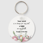 Bijbel Verse Floral Psalm Round Sleutelhanger (Achterkant)