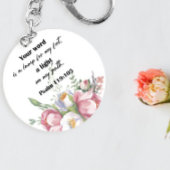 Bijbel Verse Floral Psalm Round Sleutelhanger
