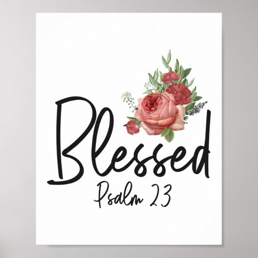 Bijbel verse gebluste Psalm 23 Roos ventilator Poster (Voorkant)