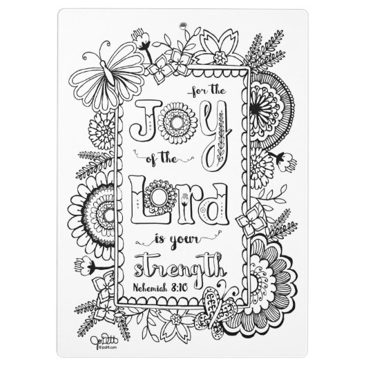 Bijbel Verse Girly Hand Lettered Scripting Floral Klembord (Achterkant)