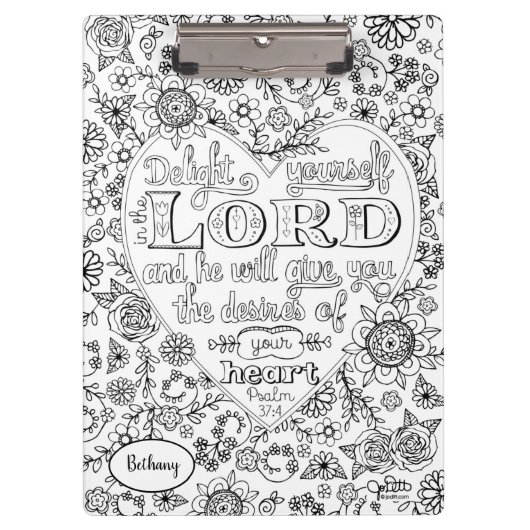 Bijbel Verse Girly Hand Lettered Scripting Floral Klembord (Voorkant)