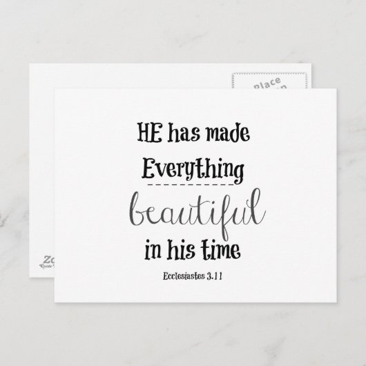 Bijbel Verse: He has made everything beautiful Briefkaart (Voorkant / Achterkant)