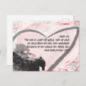 Bijbel Verse John 3:16 Grunge Heart Briefkaart (Voorkant / Achterkant)