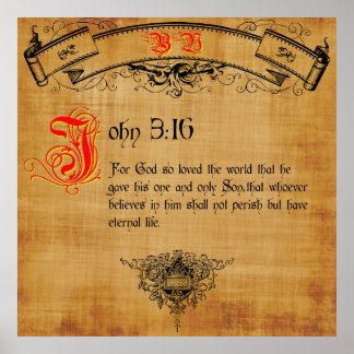 Bijbel Verse John 3:16 Poster