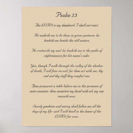 Bijbel Verse Kunstwerk, psalm 23 Poster (Voorkant)
