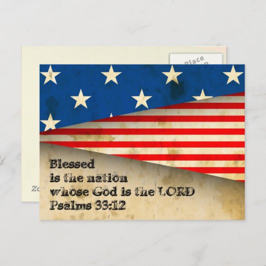 Bijbel Verse Psalms 33:12  VlaggenBriefkaart VS Briefkaart (Voorkant / Achterkant)