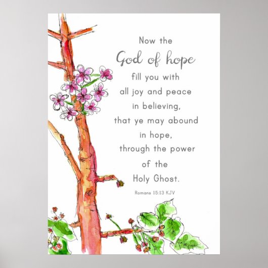 Bijbel Verse Romans 15:13 God of Hope Poster (Voorkant)