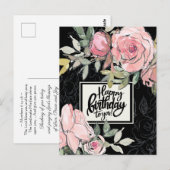 Bijbel verse roze bloemen briefkaart (Voorkant / Achterkant)