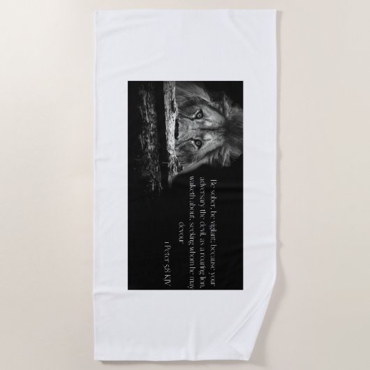 Bijbel Verse Schrift 1 Peter 5:8 KJV Strandlaken (Voorkant)