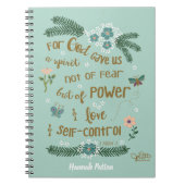 Bijbel Verse Scripts Mint Floral gepersonaliseerd Notitieboek (Voorkant)