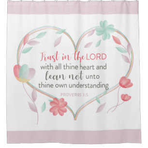 Bijbel Verse Spreuken 3:5 hart douche gordijn